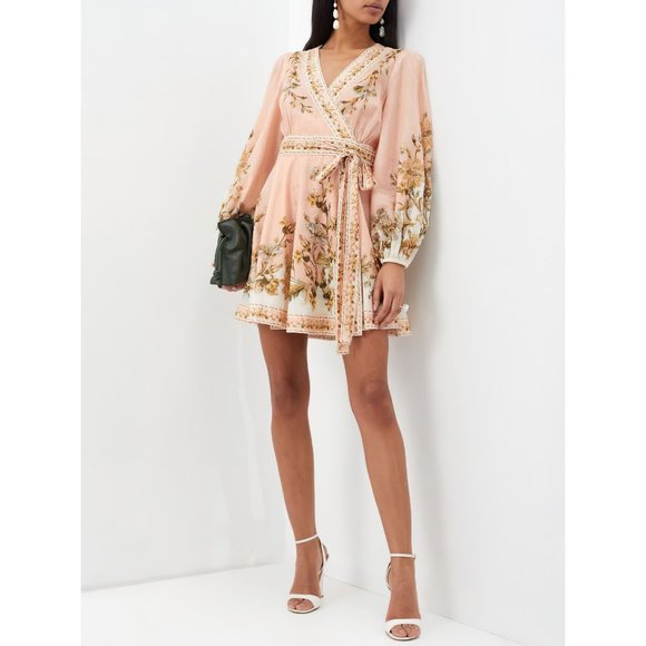 Zimmermann Chintz Floral Print Slubbed Cotton Mini Dress US 6 - Picture 2 of 11